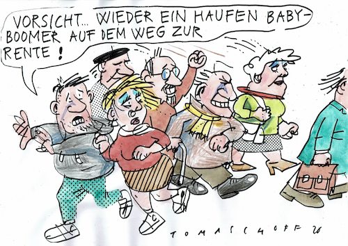 Cartoon: Babyboomer (medium) by Jan Tomaschoff tagged babyboomer,demografie,rente,babyboomer,demografie,rente