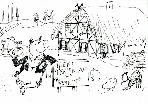 Cartoon: Bauernhof (medium) by Jan Tomaschoff tagged tourismis,bauernhof,tourismis,bauernhof