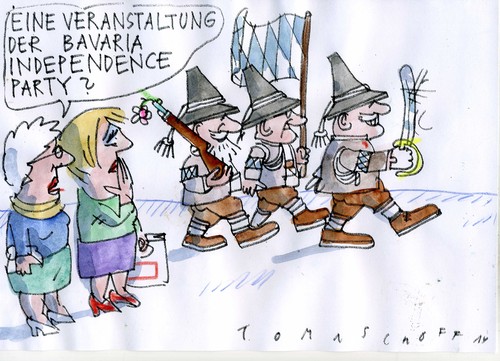 Cartoon: Bayern vor! (medium) by Jan Tomaschoff tagged separatismus,lokalpatriotismus,separatismus,lokalpatriotismus