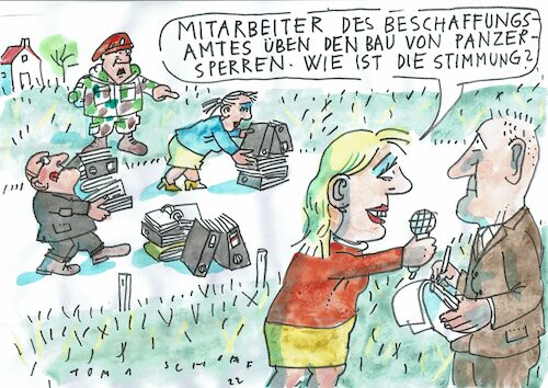 Cartoon: Beschaffung (medium) by Jan Tomaschoff tagged bundeswehr,beschaffung,bürokratie,landesverteidigung,bundeswehr,beschaffung,bürokratie,landesverteidigung
