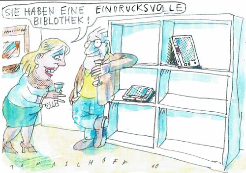 Cartoon: Bibliothek (medium) by Jan Tomaschoff tagged bücher,ebooks,medien,bücher,ebooks,medien