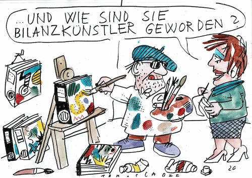 Cartoon: Bilanz (medium) by Jan Tomaschoff tagged bilanzen,betrug,luftbuchungen,insolvenz,bilanzen,betrug,luftbuchungen,insolvenz