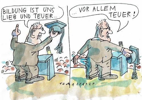 Cartoon: Bildung (medium) by Jan Tomaschoff tagged bildung,kosten,sparpolitik,bildung,kosten,sparpolitik