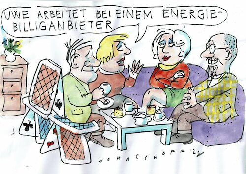 Cartoon: Billiganbieter (medium) by Jan Tomaschoff tagged energie,preisanstieg,billiganbieter,pleiten,energie,preisanstieg,billiganbieter,pleiten
