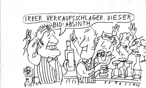 Cartoon: Bio-Absinth (medium) by Jan Tomaschoff tagged bio,alkohol
