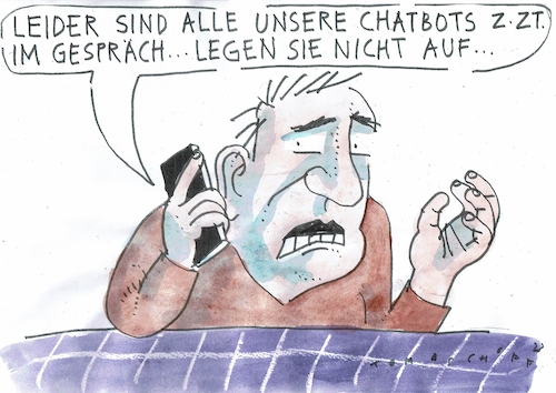 Cartoon: Bots (medium) by Jan Tomaschoff tagged telefon,chatbots,telefon,chatbots