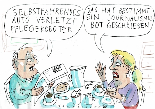 Cartoon: Bots (medium) by Jan Tomaschoff tagged roboter,journalismus,roboter,journalismus