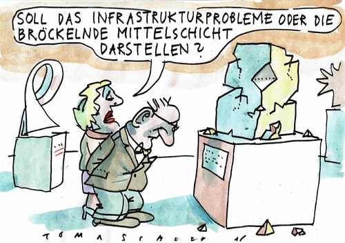 Cartoon: Bröckelnd (medium) by Jan Tomaschoff tagged mittelschicht,infrastruktur,mittelschicht,infrastruktur