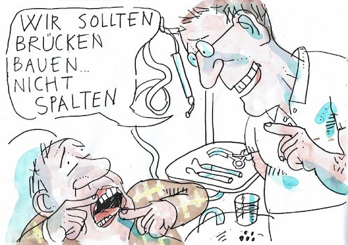 Cartoon: Brücken (medium) by Jan Tomaschoff tagged spaltung,gesellschaft,brücken,spaltung,gesellschaft,brücken