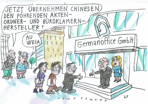 Cartoon: Büro (medium) by Jan Tomaschoff tagged bürokratie,deutschland,china,bürokratie,deutschland,china