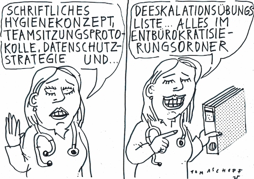 Cartoon: Bürokratie (medium) by Jan Tomaschoff tagged gesundheit,arztpraxis,bürokratie,gesundheit,arztpraxis,bürokratie