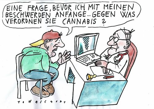 Cartoon: Cannabis (medium) by Jan Tomaschoff tagged ärzte,cannabis,sucht,behandlung,ärzte,cannabis,sucht,behandlung