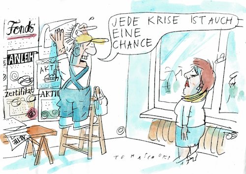 Cartoon: Chance (medium) by Jan Tomaschoff tagged krise,corona,finanzen,aktien,krise,corona,finanzen,aktien