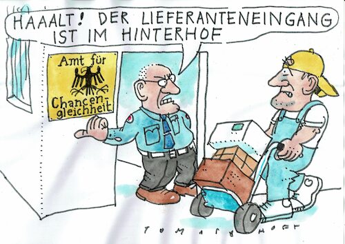 Cartoon: Chancengleichheit (medium) by Jan Tomaschoff tagged chancengleichheit,unqualifizierte,prekäre,jobs,chancengleichheit,unqualifizierte,prekäre,jobs