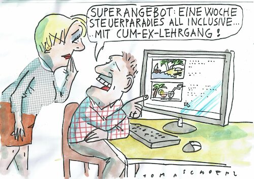 Cartoon: Cum ex (medium) by Jan Tomaschoff tagged steuerbetrug,kriminalität,cum,ex,steuerbetrug,kriminalität,cum,ex