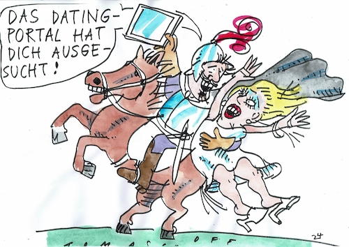 Cartoon: Dating (medium) by Jan Tomaschoff tagged datingportal,internet,liebe,datingportal,internet,liebe