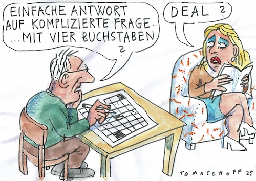 Cartoon: Deal (medium) by Jan Tomaschoff tagged deal,politik,populismus,deal,politik,populismus