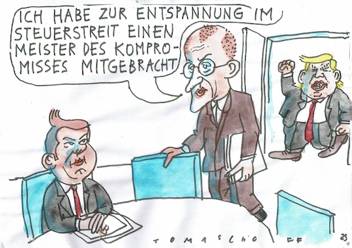 Cartoon: Deal (medium) by Jan Tomaschoff tagged merz,klingbeil,trump,steuern,haushalt,merz,klingbeil,trump,steuern,haushalt