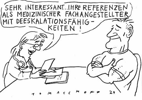 Cartoon: Deeskalation (medium) by Jan Tomaschoff tagged arzt,praxis,gewalt,arzt,praxis,gewalt