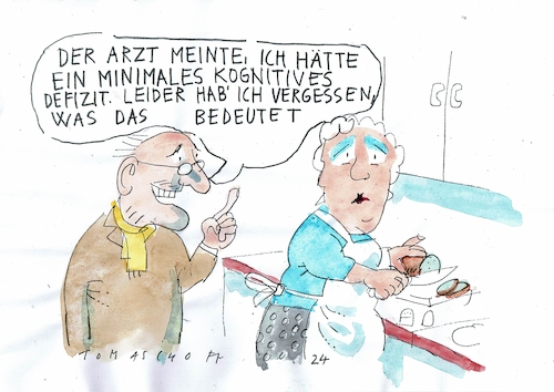 Cartoon: Defizit (medium) by Jan Tomaschoff tagged gesundheit,demenz,arzt,patient,missverständnis,gesundheit,demenz,arzt,patient,missverständnis