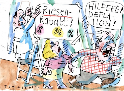 Cartoon: Deflation (medium) by Jan Tomaschoff tagged preise,deflation,wirtschaft,wirtschaft,deflation,preise