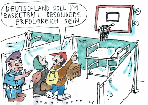 Cartoon: Deutschland (medium) by Jan Tomaschoff tagged migration,turnhallen,migration,turnhallen