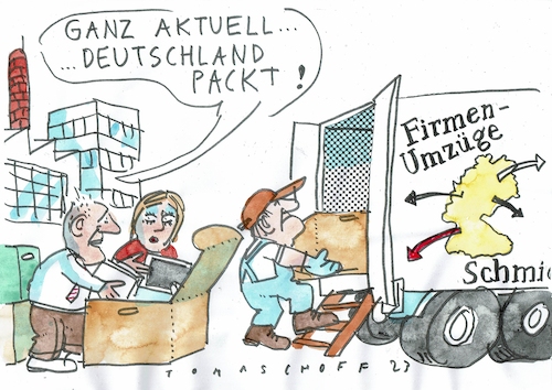 Cartoon: Deutschlandpakt (medium) by Jan Tomaschoff tagged deindustrialisierung,deutschlandpakt,kostendruck,deindustrialisierung,deutschlandpakt,kostendruck