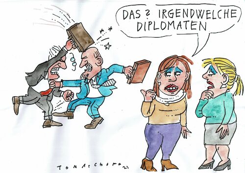 Cartoon: Diplomaten (medium) by Jan Tomaschoff tagged diplomaten,höflichkeit,diplomaten,höflichkeit
