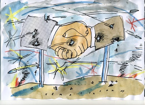 Cartoon: Diplomatie (medium) by Jan Tomaschoff tagged kriege,konflikte,kriege,konflikte