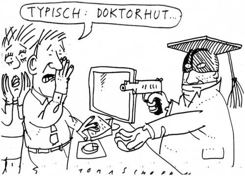 Cartoon: doktorhut (medium) by Jan Tomaschoff tagged plagiat,guttenberg,überfall,plagiat,guttenberg,überfall