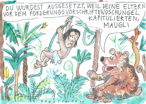 Cartoon: Dschungel (medium) by Jan Tomaschoff tagged kinder,geld,förderung,bürokratie,kinder,geld,förderung,bürokratie