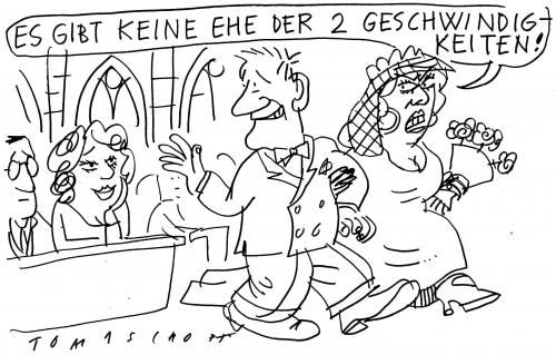Cartoon: Ehe der zwei Geschwindigkeiten (medium) by Jan Tomaschoff tagged ehe