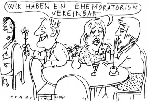 Cartoon: Ehemoratorium (medium) by Jan Tomaschoff tagged ehe,liebe,beziehung,moratorium,ehe,liebe,beziehung,moratorium