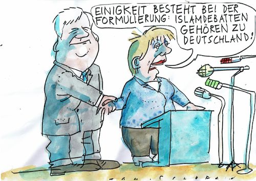 Cartoon: Einigung (medium) by Jan Tomaschoff tagged cdu,csu,islam,cdu,csu,islam