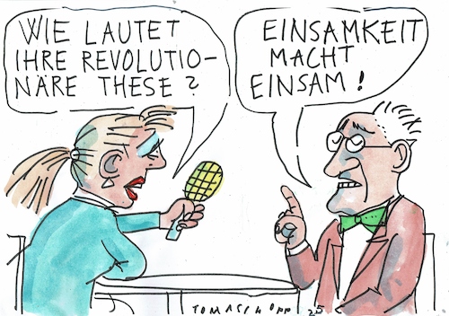Cartoon: einsam (medium) by Jan Tomaschoff tagged einsamkeit,wissenschaft,einsamkeit,wissenschaft