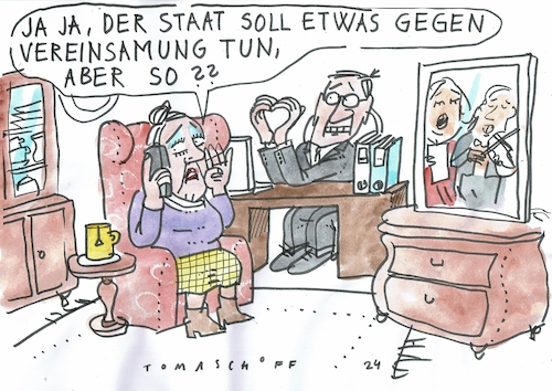 Cartoon: Einsamkeit (medium) by Jan Tomaschoff tagged einsamkeit,alter,staat,einsamkeit,alter,staat