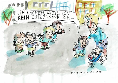 Cartoon: Einzelkind (medium) by Jan Tomaschoff tagged kinder,familie,kinderzahl,kinder,familie,kinderzahl