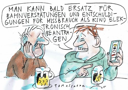 Cartoon: elektronisch (medium) by Jan Tomaschoff tagged missbrauch,schaden,entschädigung,entschuldigung,missbrauch,schaden,entschädigung,entschuldigung