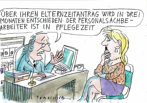 Cartoon: Elternzeit Pflegezeit (medium) by Jan Tomaschoff tagged elternzeit,pflegezeit,elternzeit,pflegezeit