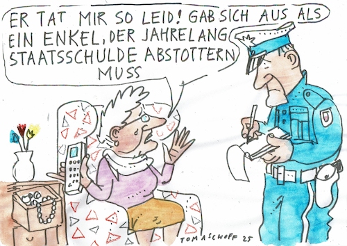 Cartoon: Enkeltrick (medium) by Jan Tomaschoff tagged staatsschulden,generationengerechtigkeit,staatsschulden,generationengerechtigkeit