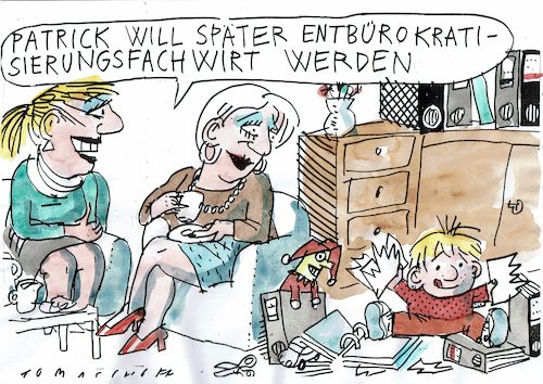 Cartoon: Entbürokratisierung (medium) by Jan Tomaschoff tagged bürokratie,bürokratie