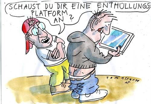 Cartoon: Enthüllung (medium) by Jan Tomaschoff tagged internet,enthüllungen,internet,enthüllungen