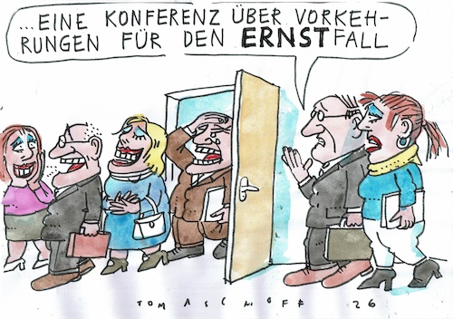 Cartoon: Ernstfall (medium) by Jan Tomaschoff tagged usa,verteidigung,deutschland,nato,usa,verteidigung,deutschland,nato