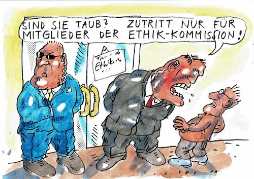 Cartoon: Ethikausschuss (medium) by Jan Tomaschoff tagged ethik,sanftmut,verständnis,ethik,sanftmut,verständnis