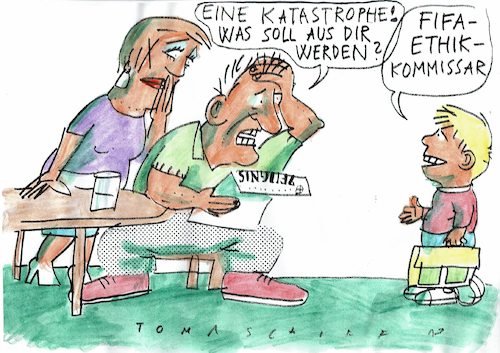 Cartoon: Ethikkommissar (medium) by Jan Tomaschoff tagged fifa,fussball,korruption,ethik,fifa,fussball,korruption,ethik