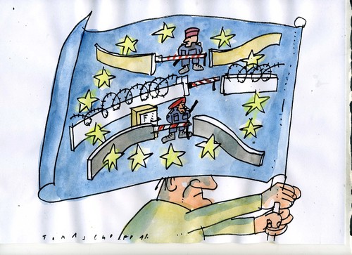 Cartoon: EU (medium) by Jan Tomaschoff tagged eu,schengen,grenzen,migration,eu,schengen,grenzen,migration