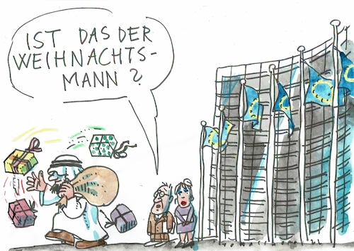 Cartoon: EU Weihnacht (medium) by Jan Tomaschoff tagged eu,korruption,katar,weihnachten,eu,korruption,katar,weihnachten