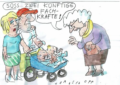Cartoon: Fachkräfte (medium) by Jan Tomaschoff tagged kinder,familie,fachkräftemangel,kinder,familie,fachkräftemangel