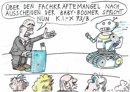 Cartoon: Fachkräftemangel (medium) by Jan Tomaschoff tagged demografie,fachkräfte,mangel,roboter,demografie,fachkräfte,mangel,roboter