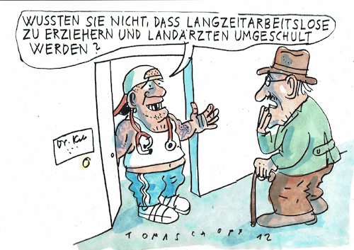 Cartoon: Fachkraft (medium) by Jan Tomaschoff tagged fachkräftemangel,erzieher,landärzte,fachkräftemangel,erzieher,landärzte